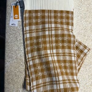 Timberland Checkered Scarf in Cream and Brown